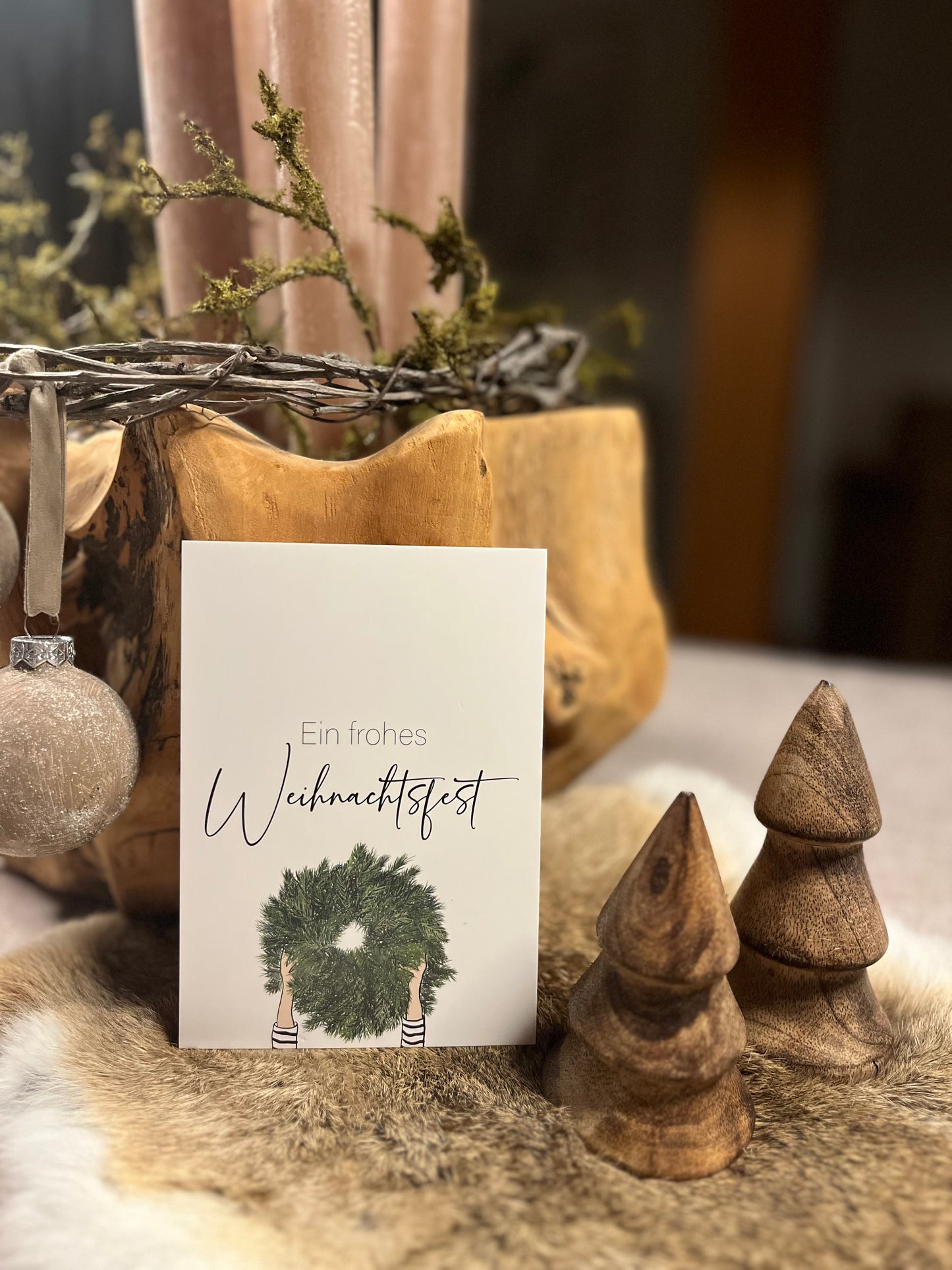 Postkarte Xmas Kranz
