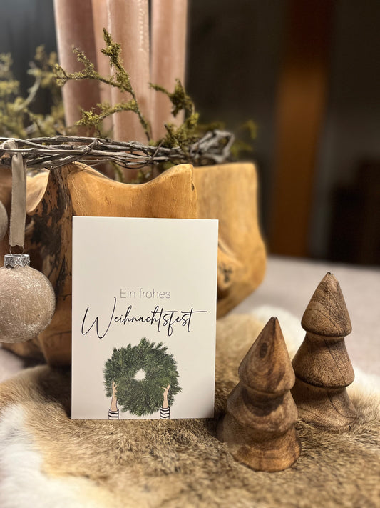 Postkarte Xmas Kranz