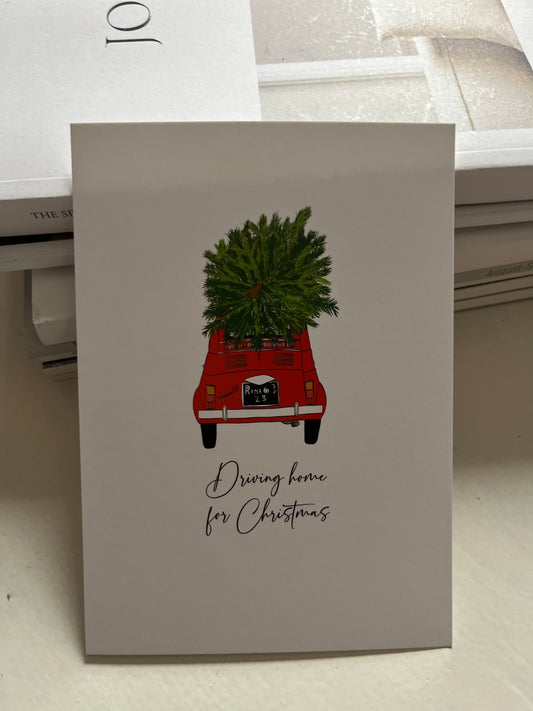 Postkarte Xmas driving Home