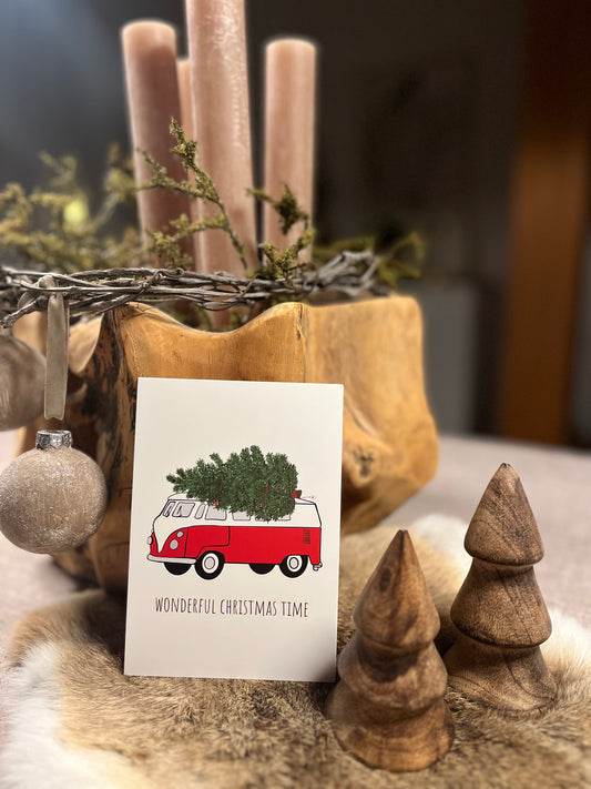 Postkarte Xmas Bulli