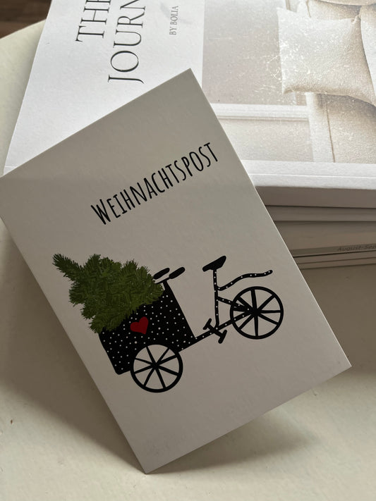 Postkarte Xmas Lastenrad
