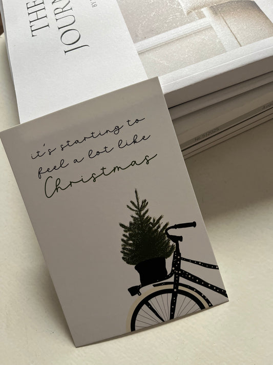 Postkarte Xmas Fahrrad
